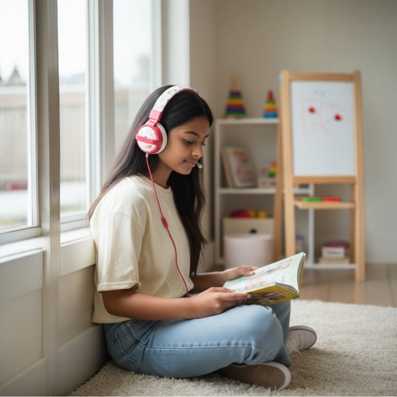 Safe Sounds Pink Kids Foldable Headset - Picture 2 of 5